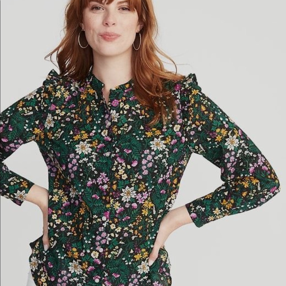 Old Navy Ruffled Shoulder Floral Shirt NWT